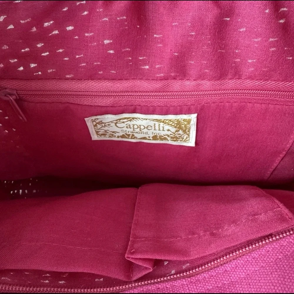 Cappelli Straworld Fuchsia Tote with Beaded Handle - Picture 4 of 12